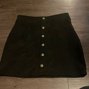 Brown suede skirt button down